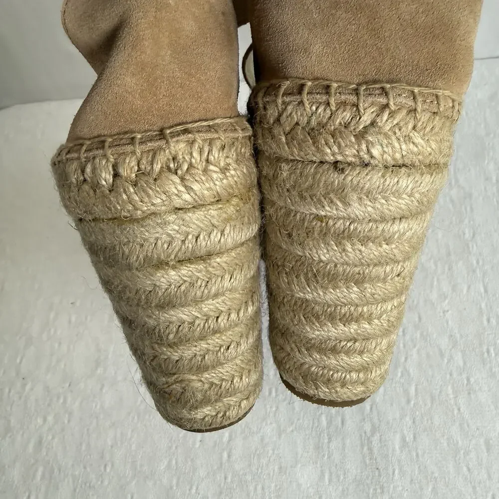 Soludos NWOB Desert Tan Suede Positano Platform Wedge Bohemian Espadrilles Sz 10